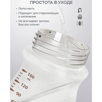 Бутылочка для кормления из стекла с покрытием из силикона 160 мл Babywell 27042 3