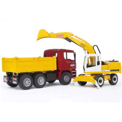 Самосвал MAN с колесным экскаватором Liebherr Bruder 02-751 2