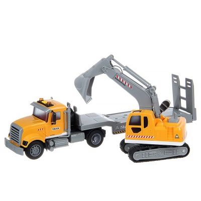 Автотрейлер с экскаватором инерционный свет звук Veld Co 135122 3