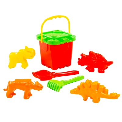 Набор для песочницы №287 ведро-крепость, ситечко-крепость, лопатка, грабельки Полесье 35493 1