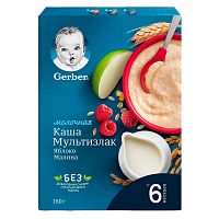Каша Молочная Мультизлаковая Яблоко Малина с 6 месяцев 180 г Gerber Nestle