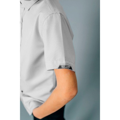 Рубашка школьная с коротким рукавом для мальчика Deloras С71752S светло серая 5