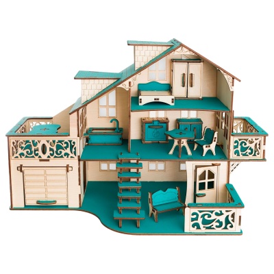 Кукольный домик с гаражом Iwoodplay ЭД-037 лазурный берег 02