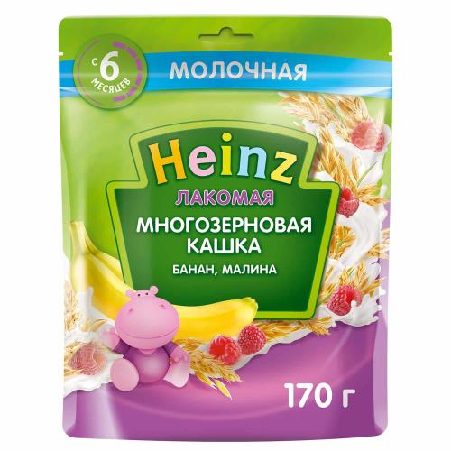 Кашка молочная многозерновая банан малина 170г с 6мес Heinz