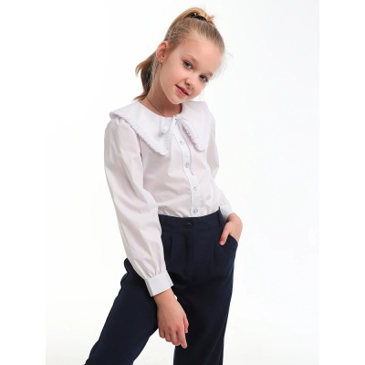Блузка школьная для девочки Синяя Мода W1503B-G39 белая 2