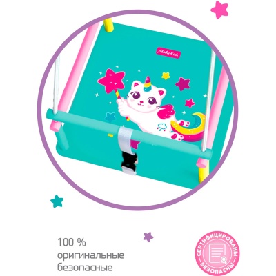 Качели деревянные Комета с рисунком Котик Moby Kids 962263 3