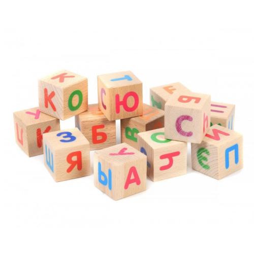 Набор деревянных кубиков 12шт Буквы Elefantino IT100464 фото 2