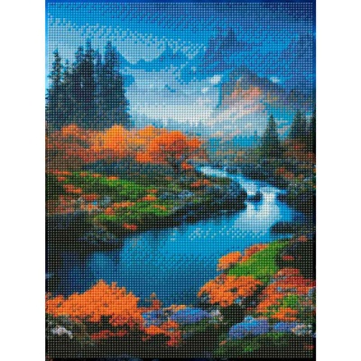 Алмазная мозаика Горная осень 30х40 см полное заполнение Рыжий кот АЛМ-0057