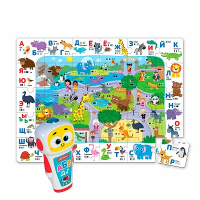 Говорящий обучающий робот Зооазбука Животные 500 игр Азбукварик 3165B белый 1