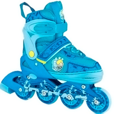 Ролики раздвижные светящиеся размер M 34-37 Рыжий кот 7299BM голубые 1