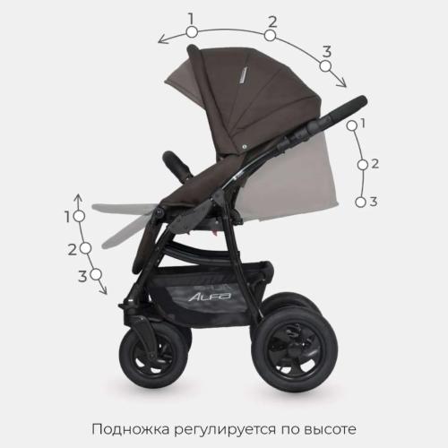 Коляска 2 В 1  Basic Alfa 10 коричневый-капучино Riko фото 4