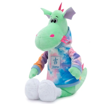 Мягкая игрушка Символ года 2024 Дракон Лайм в толстовке Kult of toys 1