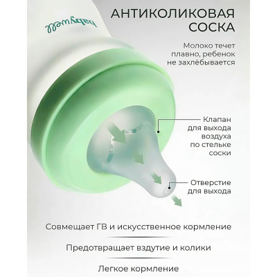 Бутылочка для кормления из стекла с покрытием из силикона 240 мл Babywell 27047 5