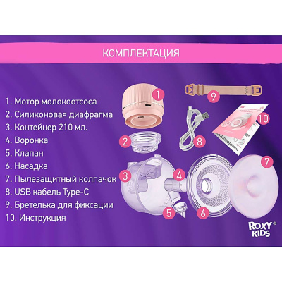 Молокоотсос электрический для бюстгальтера Roxy-Kids RBRP-S15-P