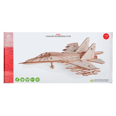 Конструктор из дерева Самолет истребитель 110 деталей Lemmo СУ-30 3