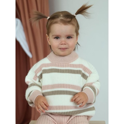 Джемпер оверсайз Полоски Маленькая звезда 004477 (ЧЗ-нк) кремово-розовый 02