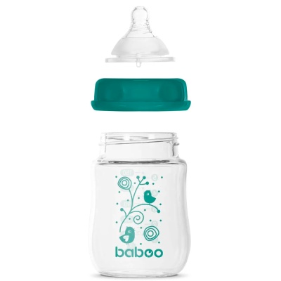 Бутылочка для кормления стеклянная широкая 150 мл от 0 месяцев Baboo 3-122 2