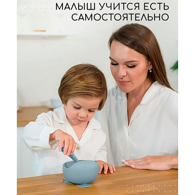 Силиконовая тарелка детская на присоске с ложкой Miyoumi T0001/223.3070 4