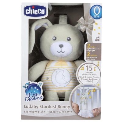 Подвесная игрушка-ночник мягкая музыкальная Звездный Кролик Chicco 00011129000000