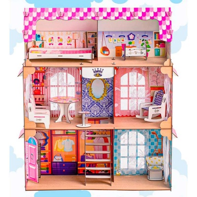Кукольный домик трёхэтажный с мебелью Наша игрушка Дф0006 4