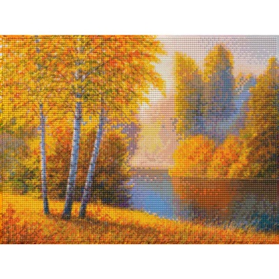 Алмазная мозаика Золотая осень 30х40 см полное заполнение Рыжий кот НД-0395 2