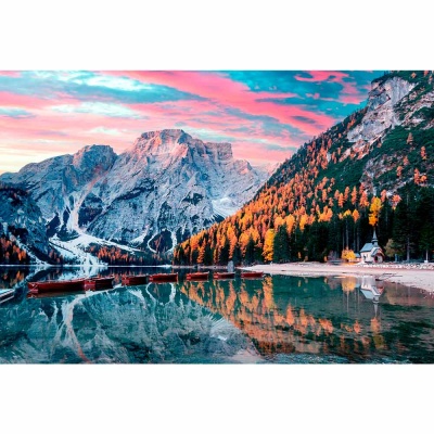 Алмазная мозаика Озеро на закате 30х40 см полное заполнение Рыжий кот НД-0399