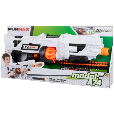 Бластер FunMax А74 электрический с барабаном 12 выстрелов 36 снарядов 1TOY Т24251 4