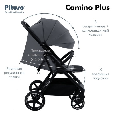 Детская прогулочная коляска Pituso Camino Plus Graphite