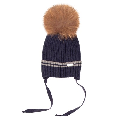 Шапка зимняя утеплённая с меховым помп размер 44-46 Наследникъ НВ1017-ТСИН 2