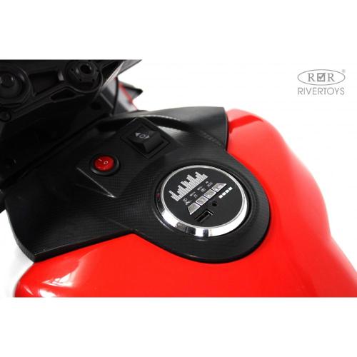 Детский электромотоцикл RiverToys М777БХ красный фото 3