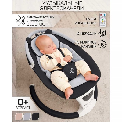 Качели электронные детские Amarobaby Teddy swing черные 3