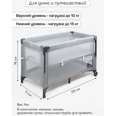 Манеж-кровать Amarobaby Transform Classic прямоугольный серый 5