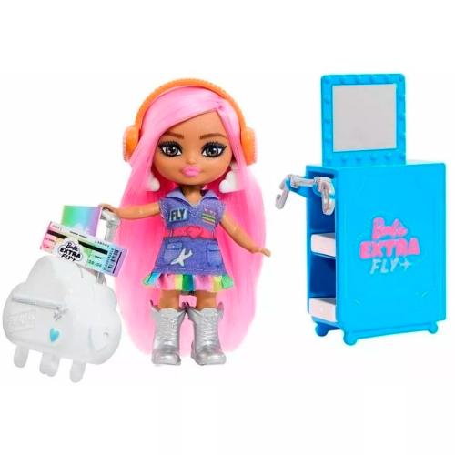 Игровой набор Барби Розовый самолёт и Кукла Барби Extra Minis 9 см Mattel HPF72 фото 4