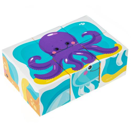 Кубики Обитатели моря 6 штук Baby Toys Десятое королевство 03532 фото 2