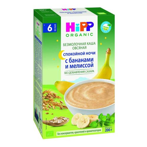 Каша безмолочная овсяная с бананом и мелиссой Hipp Спокойной ночи (с 6 мес) 200 г