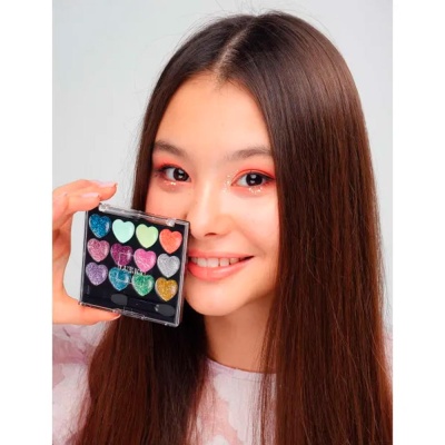 Тени для век палетка с блёстками 12 цветов Lukky 1toy Т18929 3