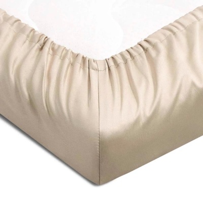 Простыня трикотажная на резинке для детской кроватки Однотон бежевый Lappetti 9006/4п 3