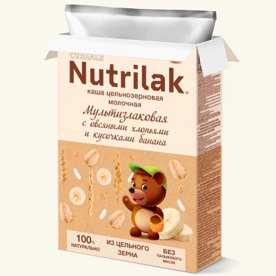 Каша Procereals Мультизлаковая цельнозерновая с овсяными хлопьями и бананом молочная 200 г Nutrilak