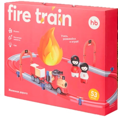Железная дорога Fire Train свет звук 53 детали Happy Baby 331916 red 5