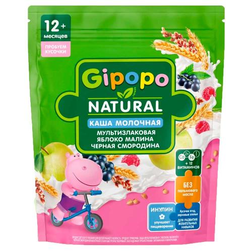 Каша Мультизлаковая молочная яблоко малина смородина 200 г с 12 месяцев Gipopo