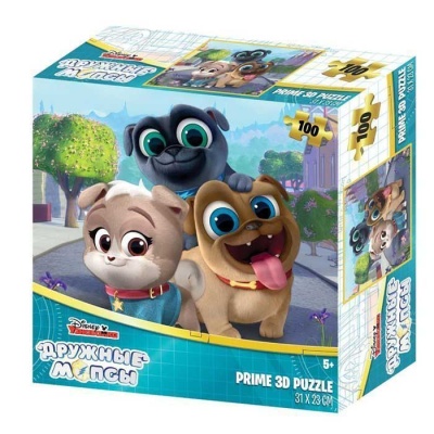 Стерео-пазл 100дет Дружные мопсы Prime 3D 13880