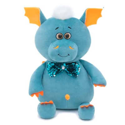 Мягкая игрушка Символ года 2024 Дракон Эль с блестящим бантиком Kult of toys 2