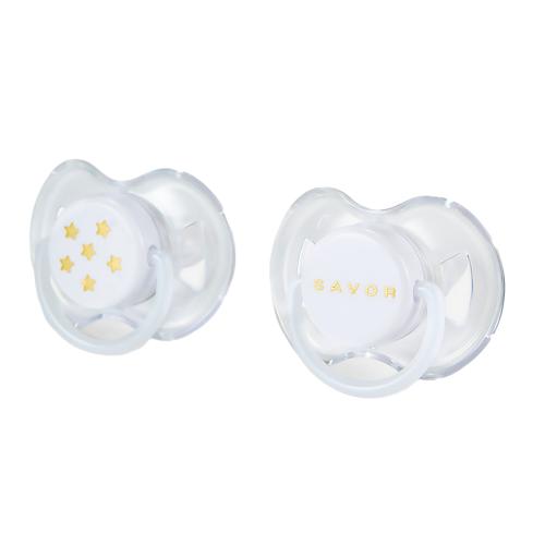 Набор Сосок пустышек силиконовых 6-12 месяцев Happy Baby 13026 white&stars