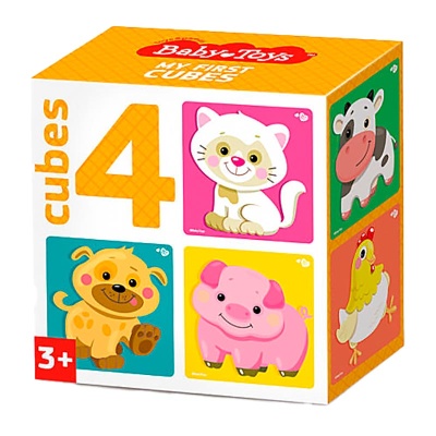 Кубики Домашние животные 4 штуки Baby Toys Десятое королевство 03541 1