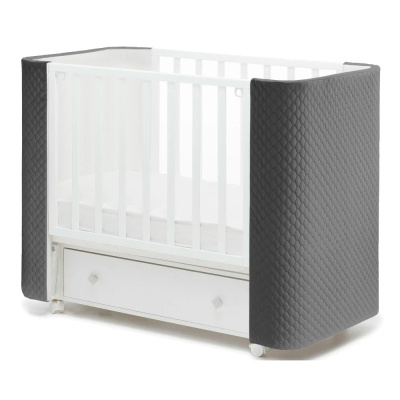 Детская кроватка Милана Фаворит Островок Уюта продольный маятник серый(велюр)/белый