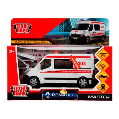 Машинка металлическая Renault Master Скорая Технопарк MASTER-14SLAMB-STRWH 5