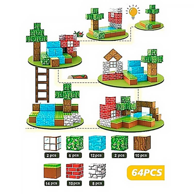 Конструктор Магнитный 64 кубика Zhorya ZY1793150 2