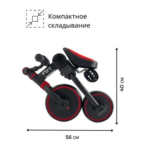Беговел-велосипед с ручкой Bubago Flint BG-FP-109-7 чёрно-красный фото 3