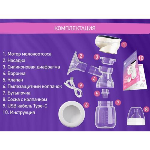 Молокоотсос электрический с бутылочкой Roxy Kids RBRP-201-B Бежевый фото 9