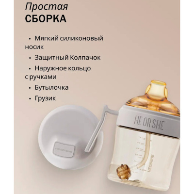 Поильник для формирования правильного прикуса 210 мл от 6 мес Heorshe HOS-02-014-S(G) 4